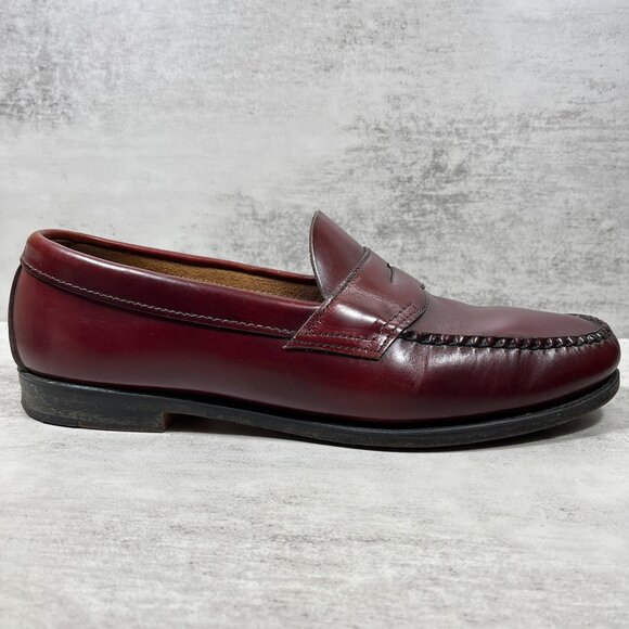 GH Bass & Co Weejuns USA Made Leather Penny Loafers - Men's Size 12 - Burgundy - Picture 4 of 9